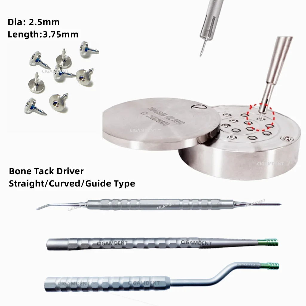 

Dental Bone Tack Titanium Pins Membrane Fixation Stabilization Pin 3.75mm And Bone Tack Handle