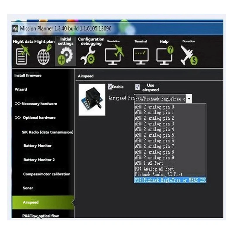 Цифровой датчик воздушной скорости для управления полетом Pixhawk с фиксированным