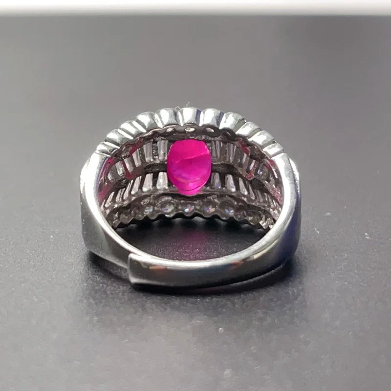 Женское кольцо из серебра 925 пробы с натуральным розовым Рубином 6 мм * 8 1 карат