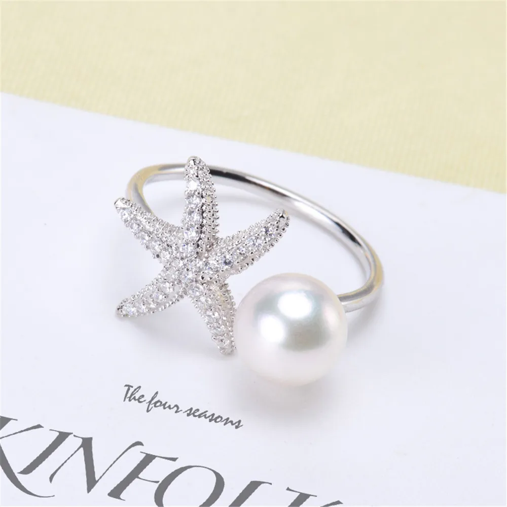 

Wholesale S925 Sterling Silver Pearl Ring Settings Blank Adjustable for Women Girls DIY Jewelry Making Material Fit 7-9mm Bead
