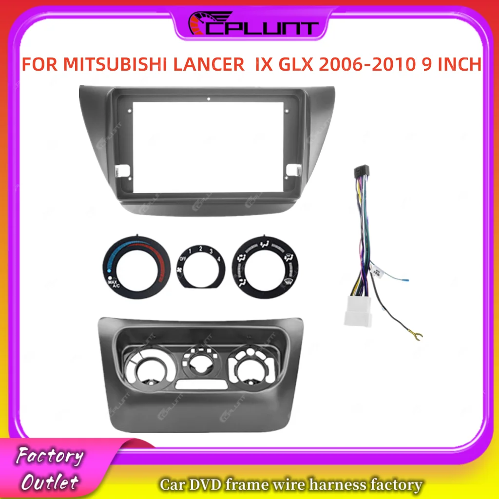 

CPLUNT 2 Din Car Stereo Radio Frame Fascia Adapter For MITSUBISHI LANCER IX GLX 06-10 9 INCH Android DVD Dash Fitting Panel Kit