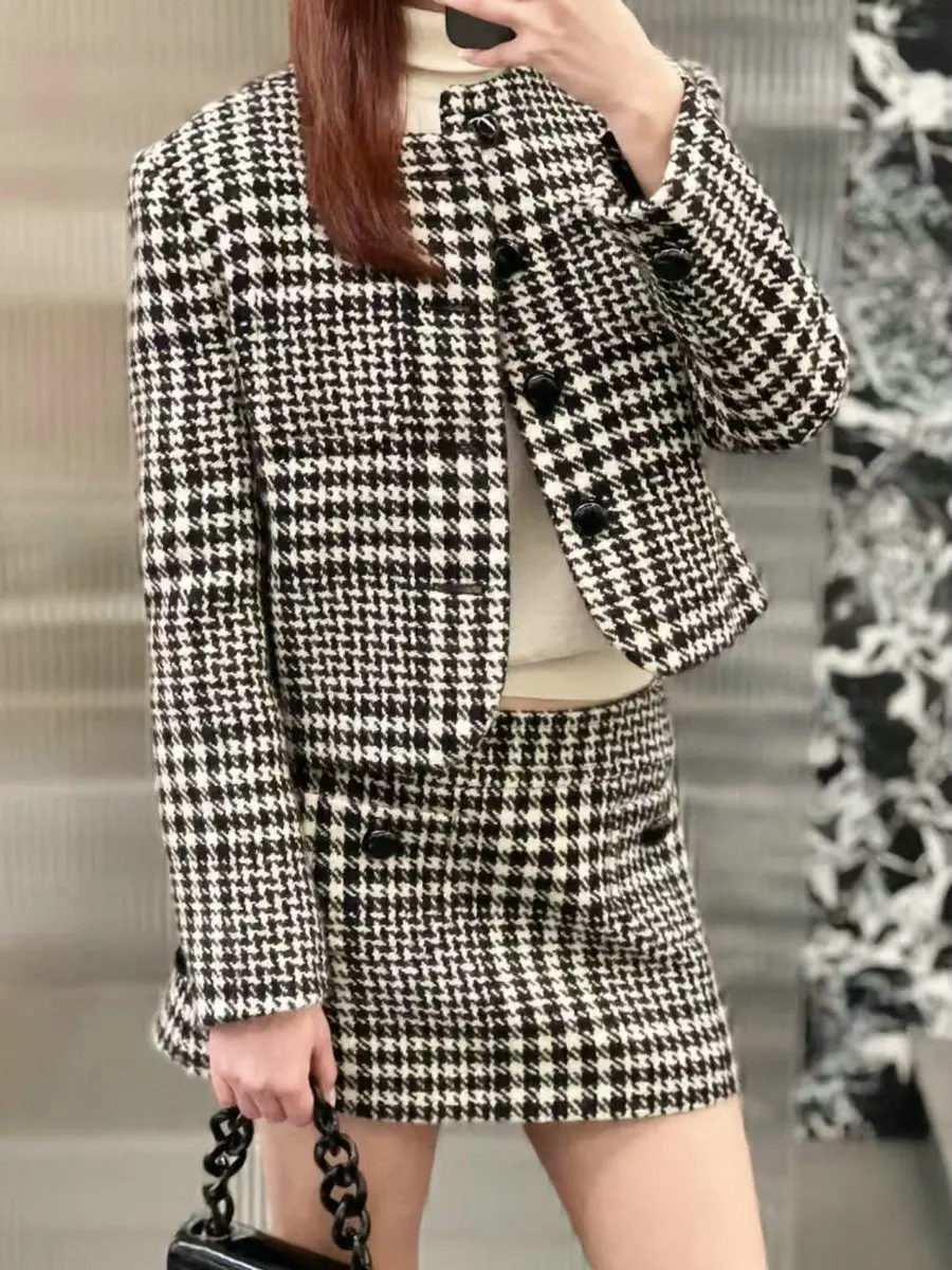 Женский шерстяной кардиган на осень и зиму короткий вязаный жакет с круглым