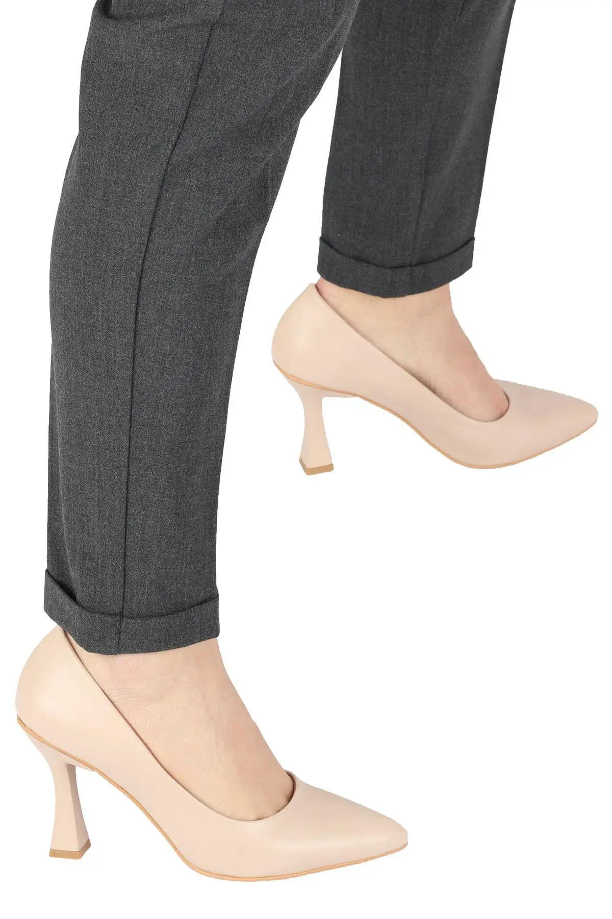 Skin Color Glass of Stiletto Heels Shoes-Kanger |