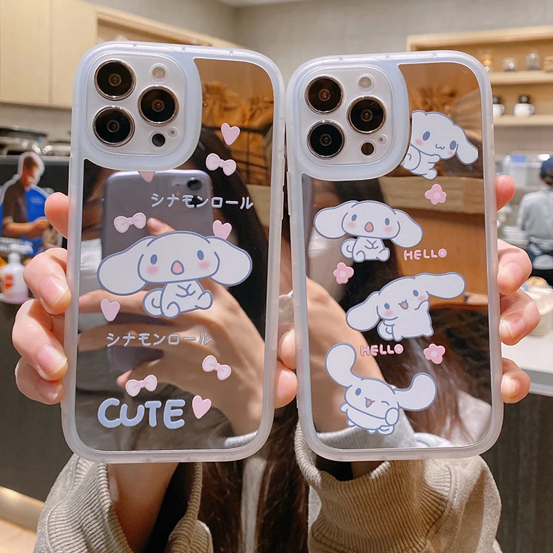 

BANDAI Sanrio Cinnamoroll Kuromi Mirror phone case for IPhone 11 7 8P X XR XS XS MAX 11 12pro 13 pro max 13 promax 2022