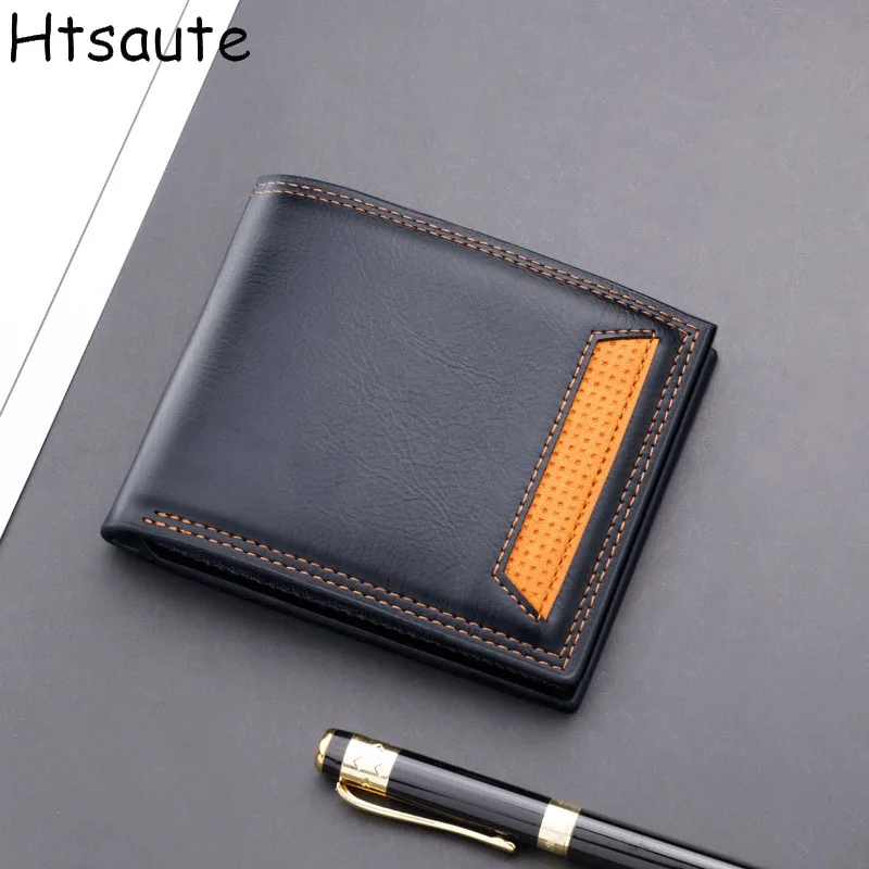 

Trendy Wallet For Men Slim Card Holder PU Leather Fold-over Bag Male Wallet Small Photo Holder Tri-fold Bag Frosted Men's Purses