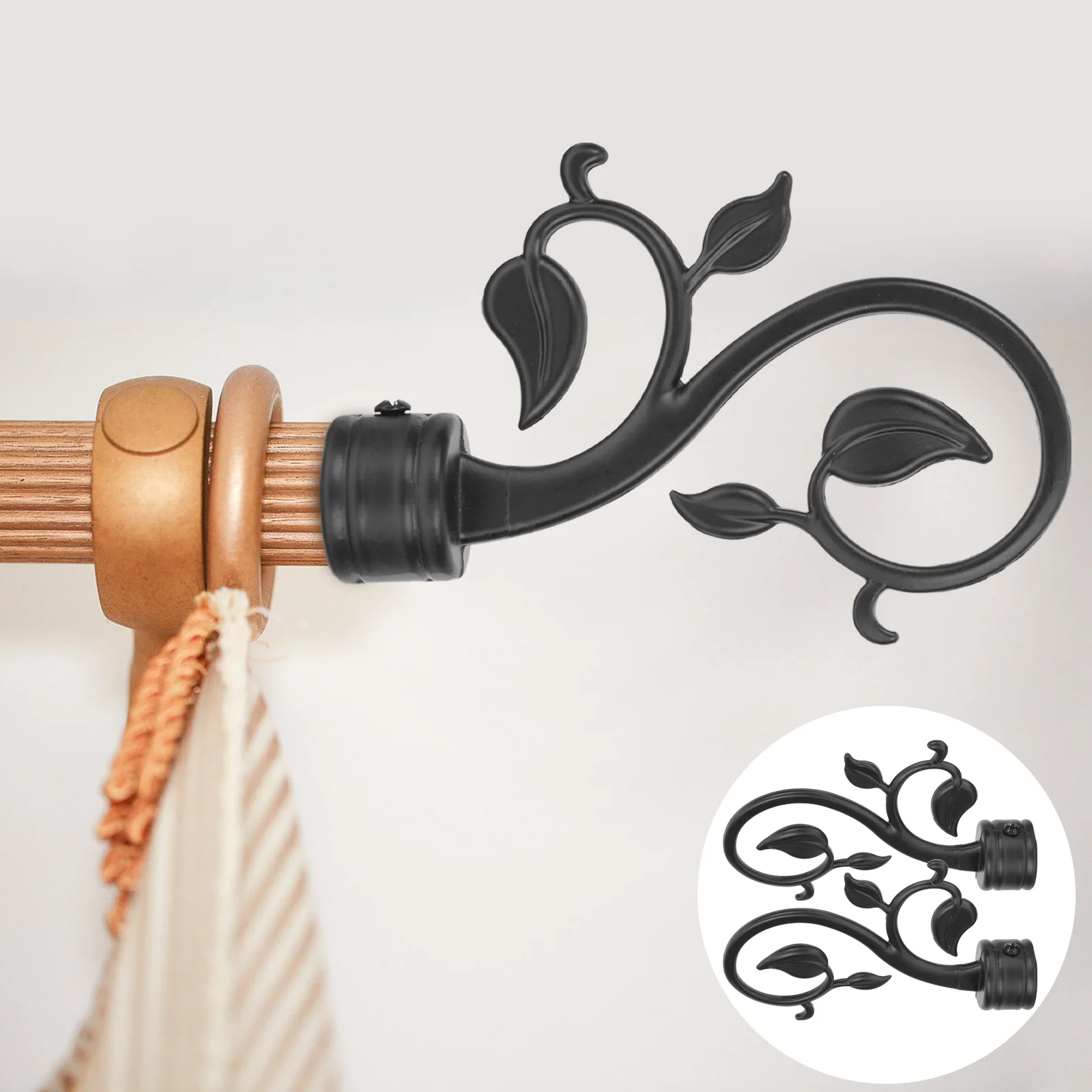 

2 Pcs Component Curtain Pole Metal Finials Decor For Home Window Rods Accessories Roman Caps