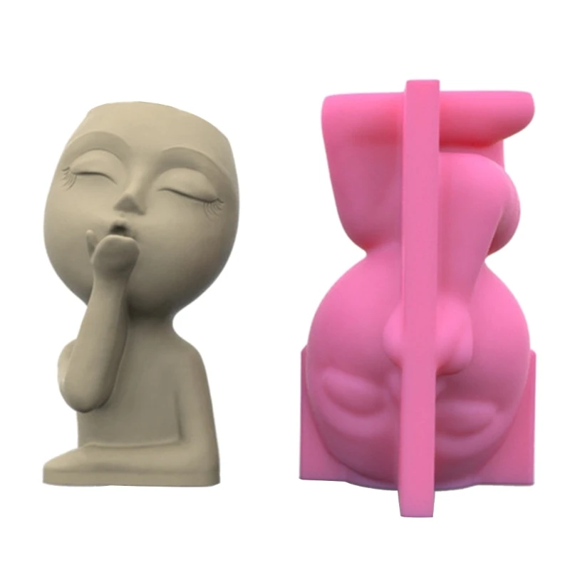 

M2EA Abstract Human Face Silicone Mold Epoxy Resin Casting Succulent Pot Mold