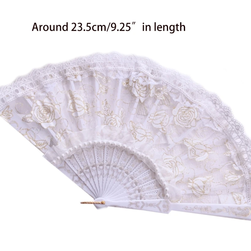 

Dark harajuku Lolita Flower Lace Folding Handheld Hand-Crafted For Cosplay Stage Show Photo booth Prop Gothic Hand Fan
