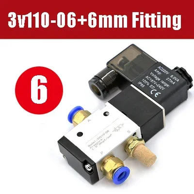 3-ходовой Пневматический регулирующий клапан 3V110-06, 12 В, 1/8 дюйма, Электрический газовый магнитный клапан, корпус из алюминия
