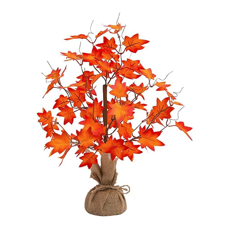 

Artificial Leaves Tree With Lights Prelit Tabletop Desktop Autumn Tree For Fall Thanksgiving Harvest Home Decor