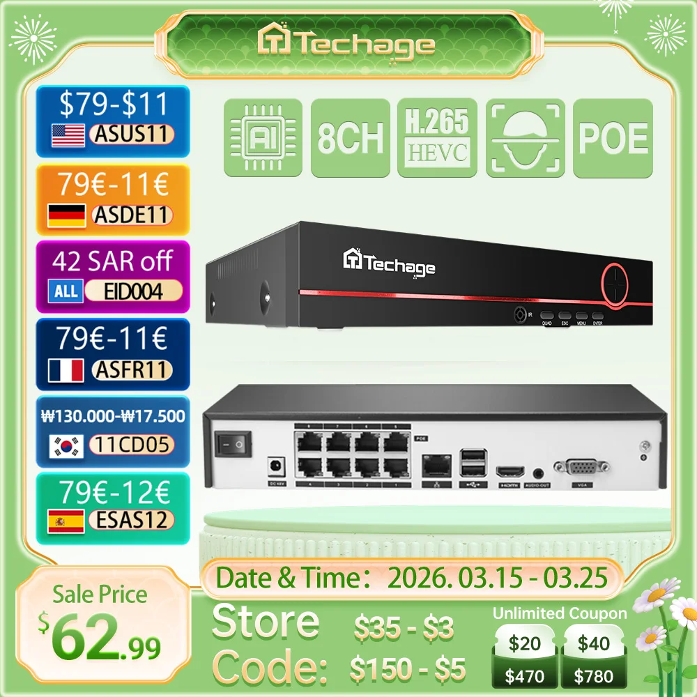 

Techage TA-6708KR 8-канальный PoE NVR