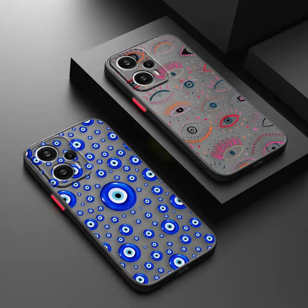 

Fashion Lucky Eye Blue Evil Eye Print Matte Case for Redmi NOTE 12 11 10 11S 10S 9 9S 9T 8 7 6 5 4 PRO PLUS 5G Case Funda Shell