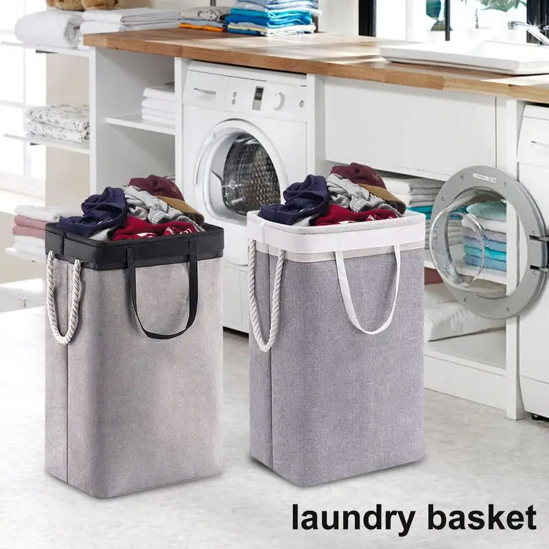 

Foldable Laundry Basket Hamper with Lid and Handles Large Capacity Toy Organizers and Storage for Laundry Clothes Dorm Bathroom