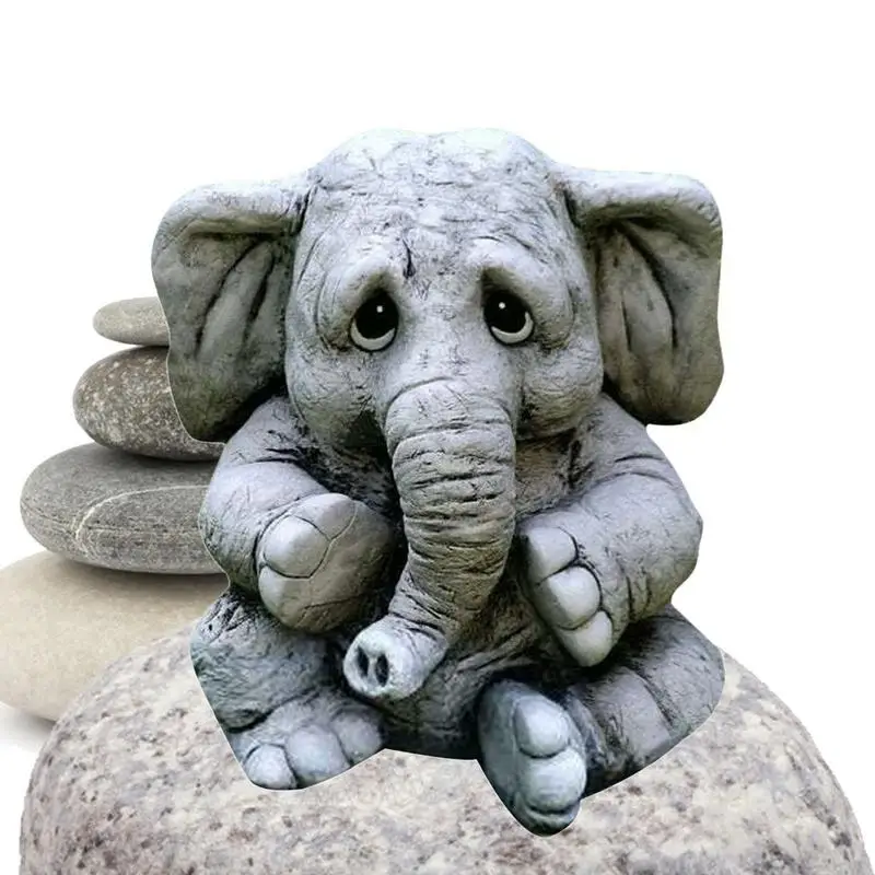 

Elephant Statue Animal Resin Figurines Art Cute Outdoor Garden Ornament Sculpture Home Decor Garden Outdoor Decoration