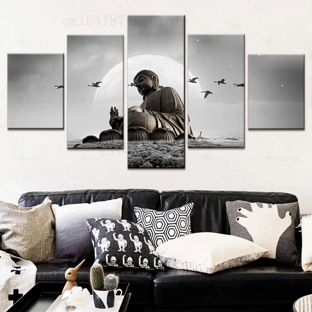 

5 панельных плакатов высокого качества Будда дикие гусиные плакаты домашние декоративные картины на холсте для гостиной печать на стене искусство HD печать