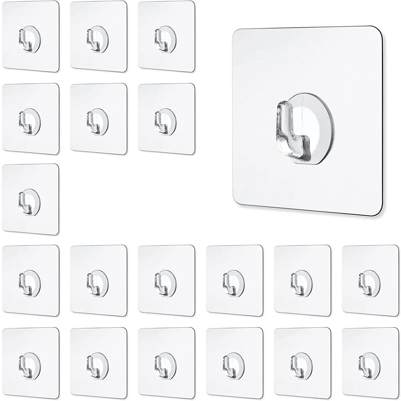 

20pcs Self-adhesive Hooks Sucker Hook Transparent Vacuum Suction Cup Holder Kitchen Bathroom Wall Towel Hanger Strong Heavy Duty