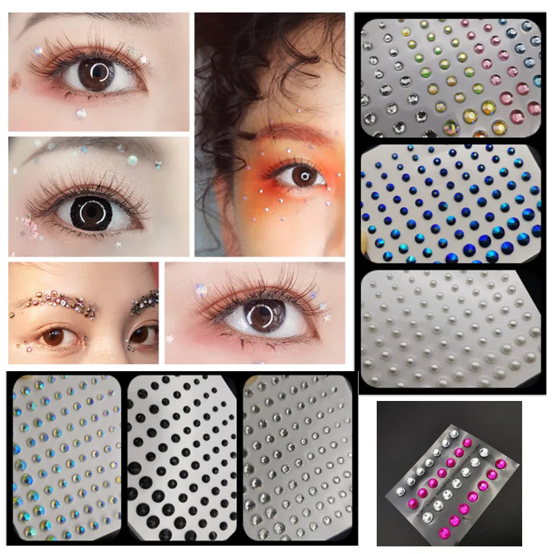 

Makeup Eyeliner Eyeshadow Face Diamonds Mixed Size Festival Body Decoration Temporary Tattoos Jewels Stickers Nail Rhinestone