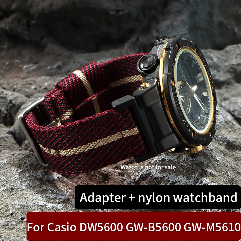 Фото Нейлоновый ремешок для часов Casio DW5600 GW-B5600 GW-M5610 GA110 GA2100 GA-700 Замените спортивный браслет с адаптером из нержавеющей стали №1