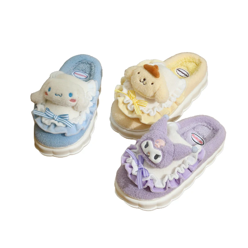 

Sanrio Winter New Cotton Slippers Women's Indoor Home Cute Cartoon Cinnamoroll Warm and Comfortable Thick-Soled Plush Slippers