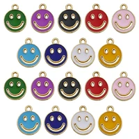 1020pcs mixed gold color tone alloy enamel hollow out cute smiling face charms pendant for diy earring jewelry ornament