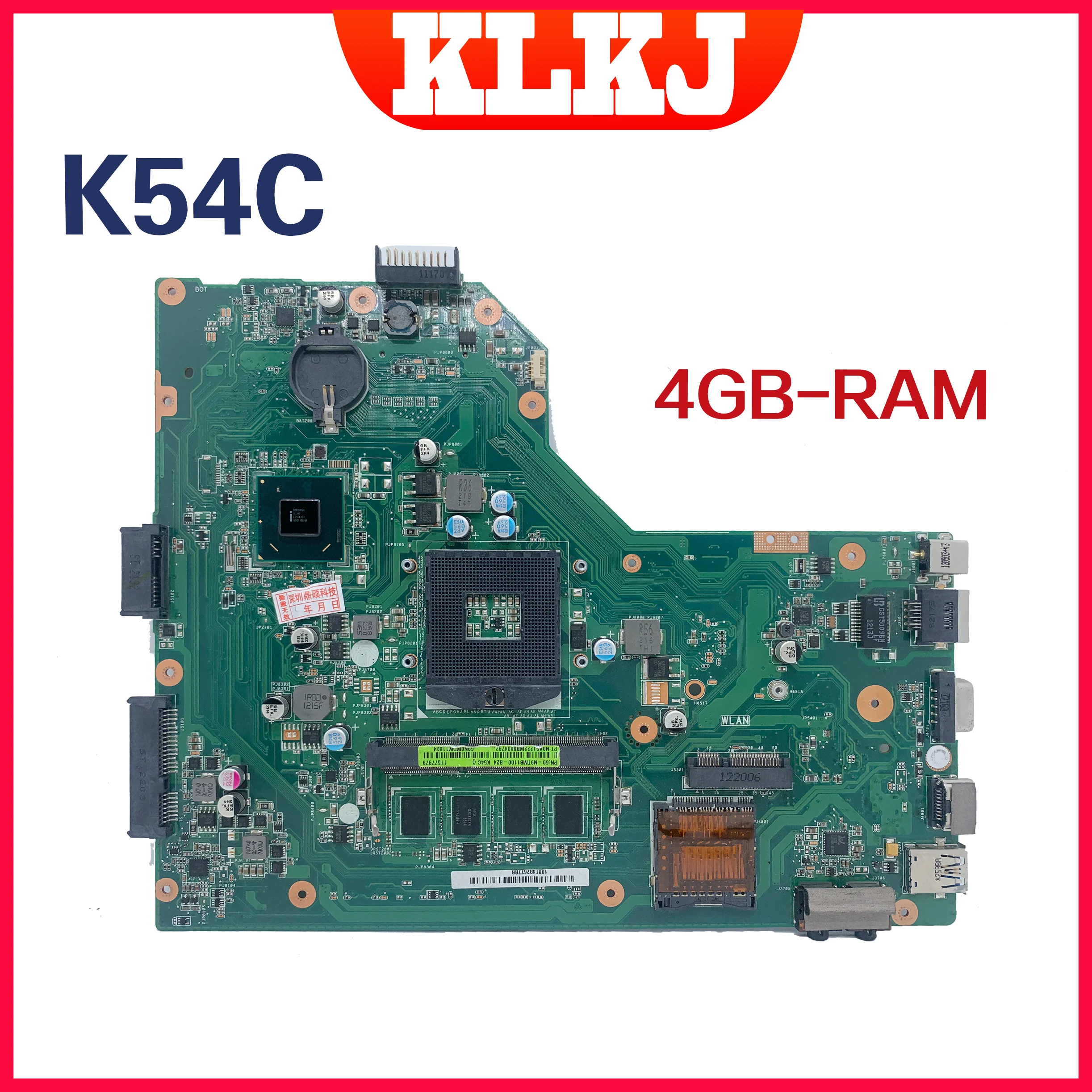 

Dinzi K54C Laptop Motherboard For ASUS X54C Mainboard With 4GB-RAM I3-2310M Without CPU 100% Working Well