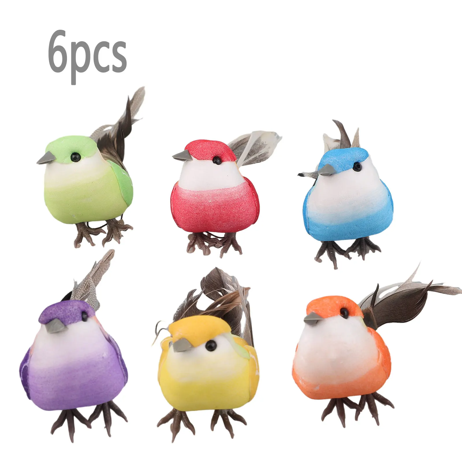 

6pcs 3.9inch Artificial Birds Model Fake Foam Animal Simulation Feather Birds Models DIY Wedding Home Garden Ornament Decoration
