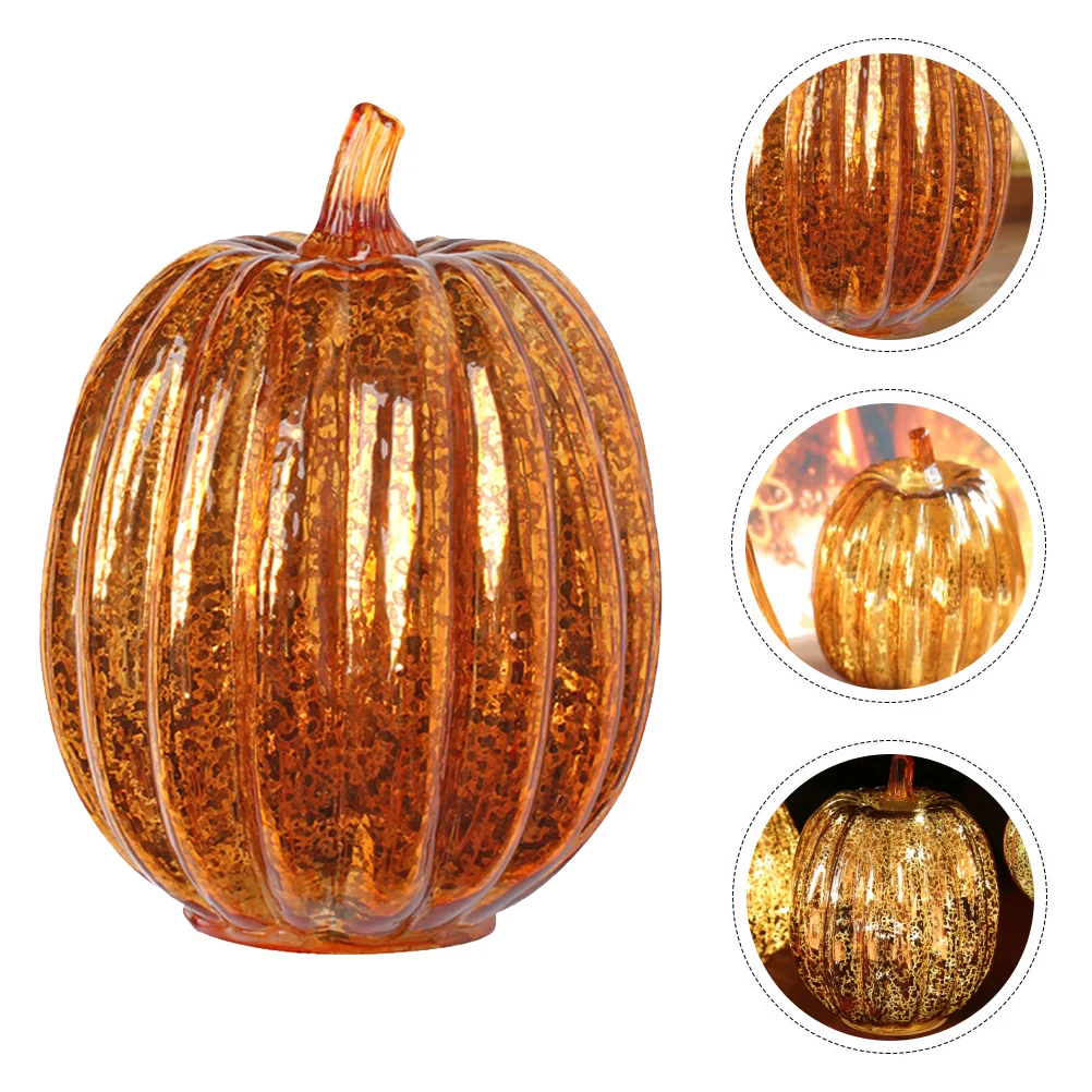

1 Pc Theme Decorative Pumpkin Glass Light Decor( Without Battery)