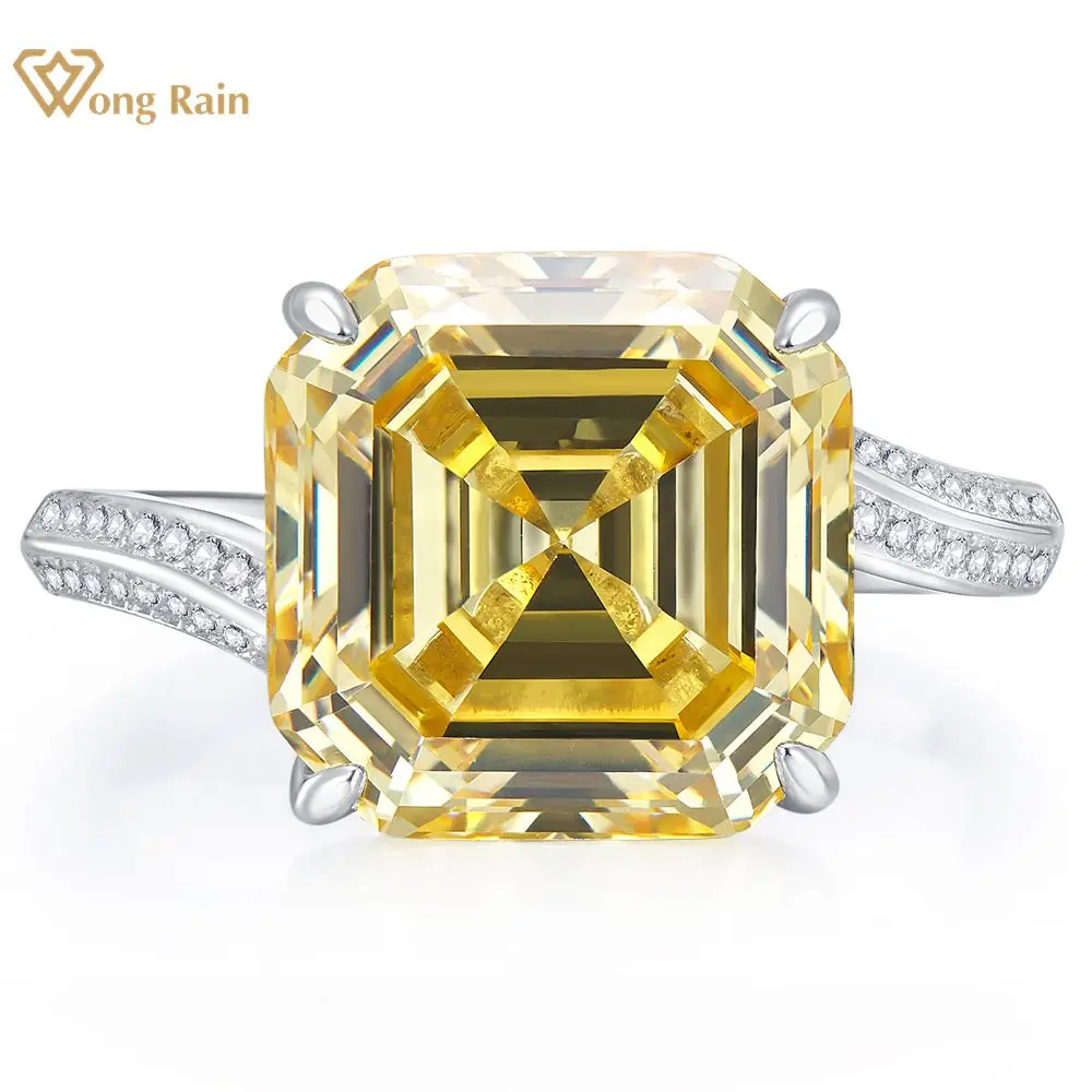 

Wong Rain Classic 925 Sterling Silver Asscher Cut 12*12 MM Citrine Gemstone Wedding Engagement Jewelry Ring for Women Wholesale