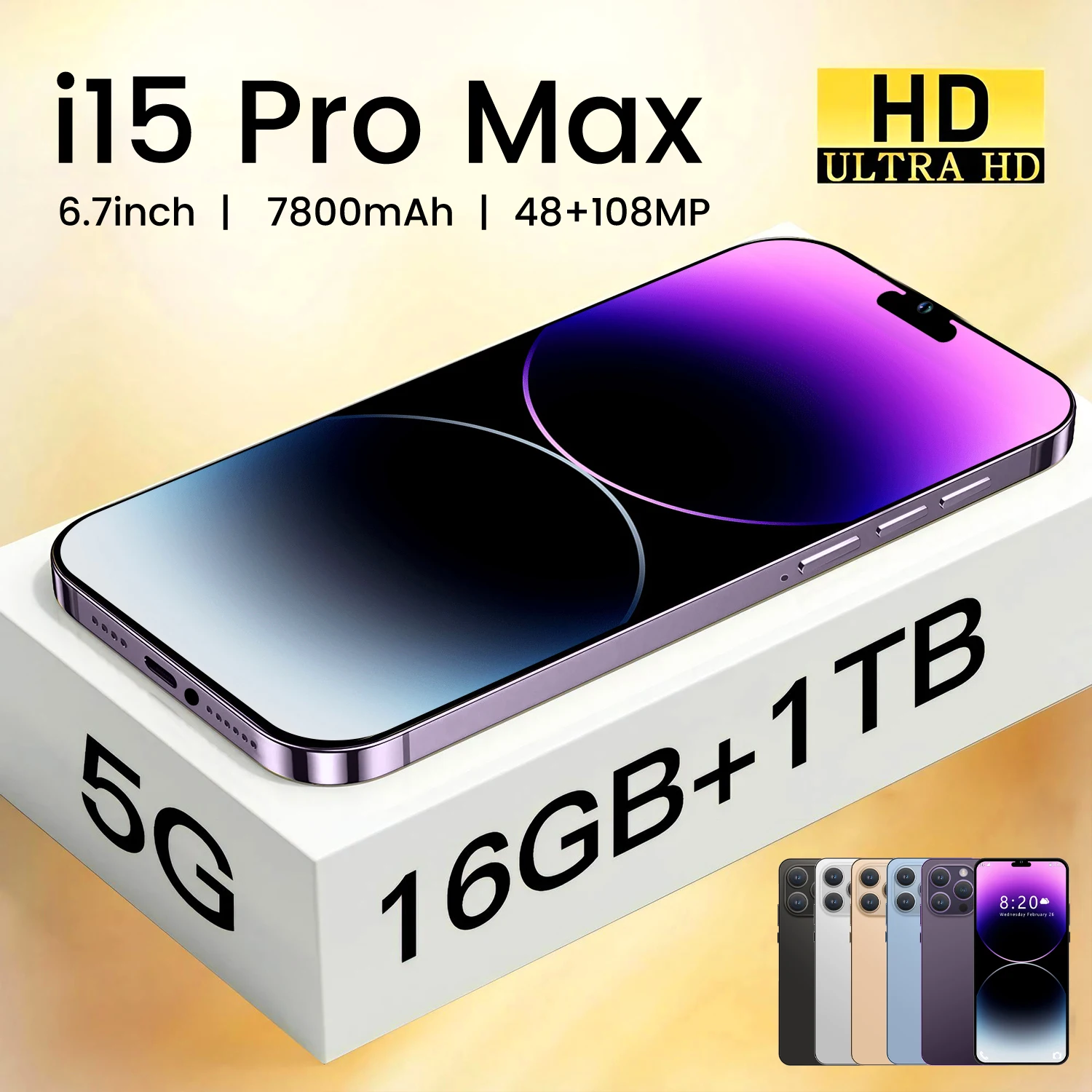 

Original Brand For I15 Pro Max Smartphone 6.7 Inch Full Screen Face ID 16GB+1TB Mobile Phones Global Version 4G 5G Cell Phone