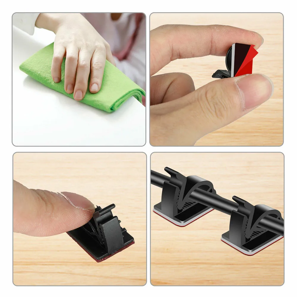 

100pcs Cable Clips Self-Adhesive Cord Management Wire Holder Organizer Clamps