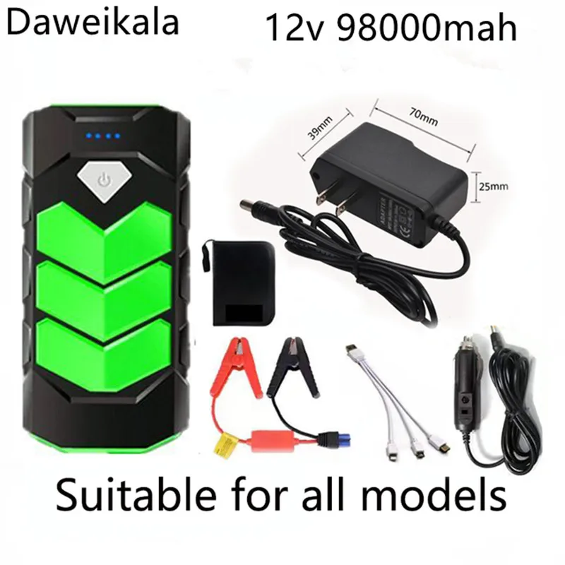 

2022*Car Emergency Starting Power Supply Large Capacity 12V 98000mAh Jump Starter Power Bank Portable Battery + Booster Charger