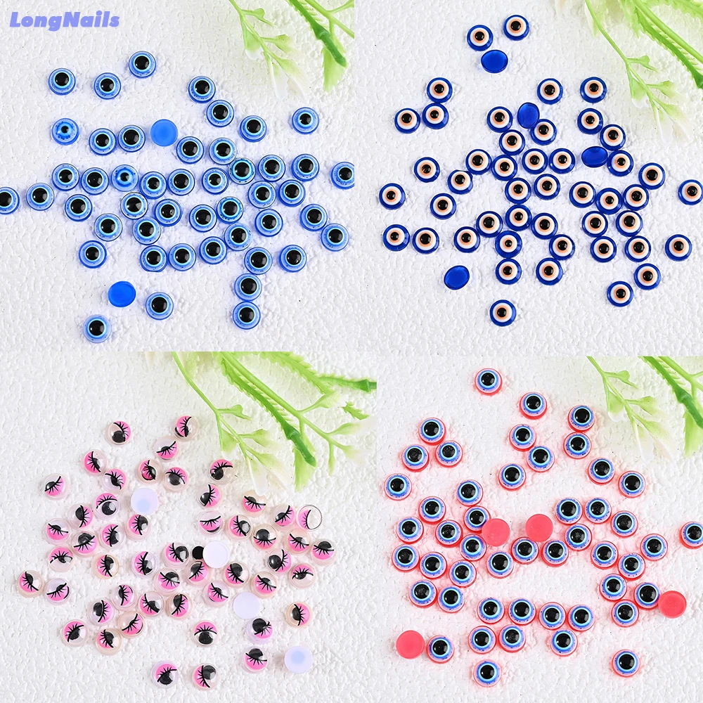 

50pcs 6-8mm Evil Eye Beads Rhinestones Nail Charm For Jewelry Decoration Resin Blue Eye Crystal Gems Nail Decals DIY Manicure