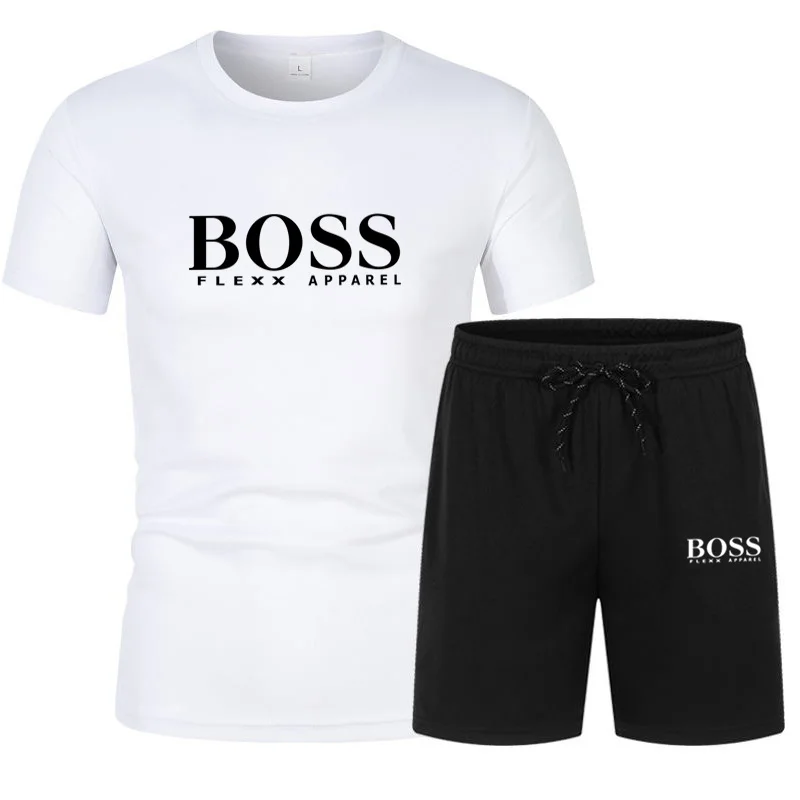 

2022 New Men's Clothing Summer Leisure Sets T-Shirt+Shorts Two Pieces Casual Tracksuit Male Gym Sportswear Brand Sweat Suit
