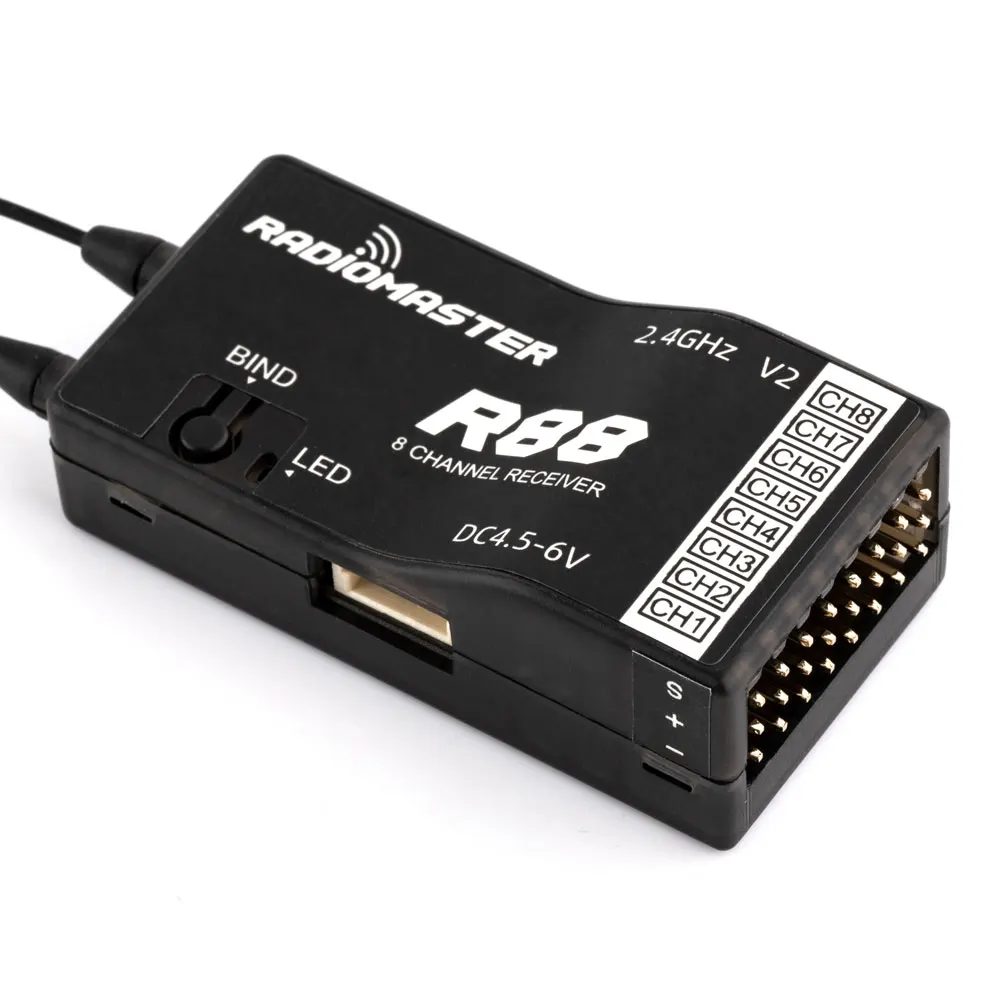 

Радиомастер R88 V2.0 8ch SFHSS совместимый PWM Sbus RC приемник для Frsky D8 D16 Futaba RadioMaster TX12 T16S