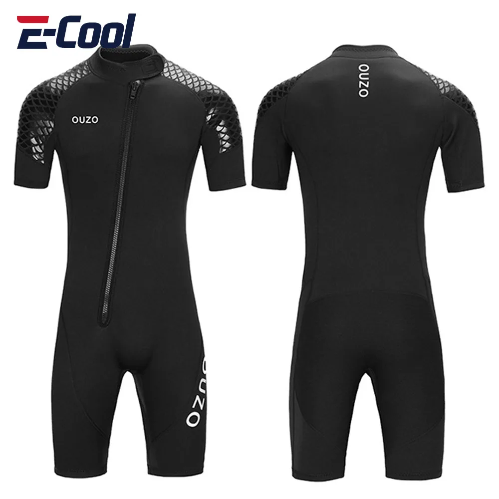 

Men and Women's 3mm Neoprene Shorty Wetsuit One-Piece Diving Suit Front Zip Wet Scuba Diving Snorkeling Surfing Swimming