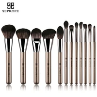 professional set of 12 solid wood handle plain makeup makeup brush for eyeshadow concealer blending contouring eye tool kit