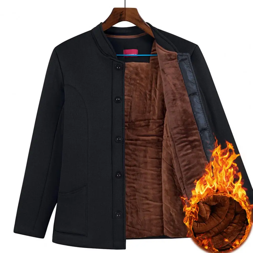 

1 Set Trendy Skin-touch Plush Lining Loose Middle Aged Jacket Pants for Daily Wear Elderly Jacket Pants Elderly Outfit