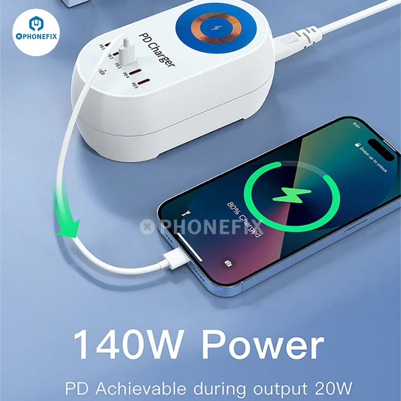 I-Travel 140 Вт 5 портов PD Fast Charge USB Hub Станция быстрой зарядки с максимальной