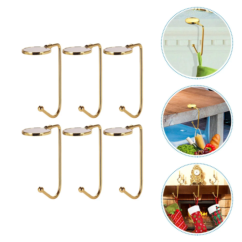 

6 PCS Christmas Stocking Hook Metal S Hooks Stocking Clips Fireplace Iron Hook Table Purse Hook Alloy Mantle Hangers