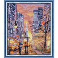new york scenery embroidery stamped cross stitch patterns kits printed canvas 11ct 14ct needlework cross stitch