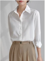 2022 spring summer women white blouse female shirt tops long sleeve casual turn down collar ol style women loose blouses