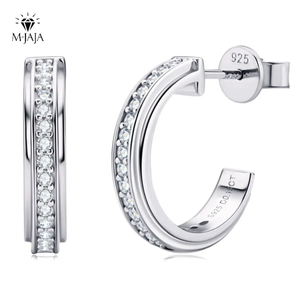 

M-JAJA 925 Sterling Silver 18K White Gold Plated Wedding Sparkling Moissanite Hoop Earrings for Women Diamond Fine Jewelry