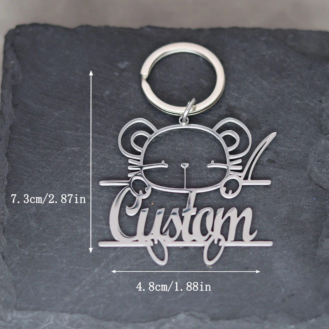 Брелок с именем на заказ для мужчин и женщин брелки животными из нержавеющей
