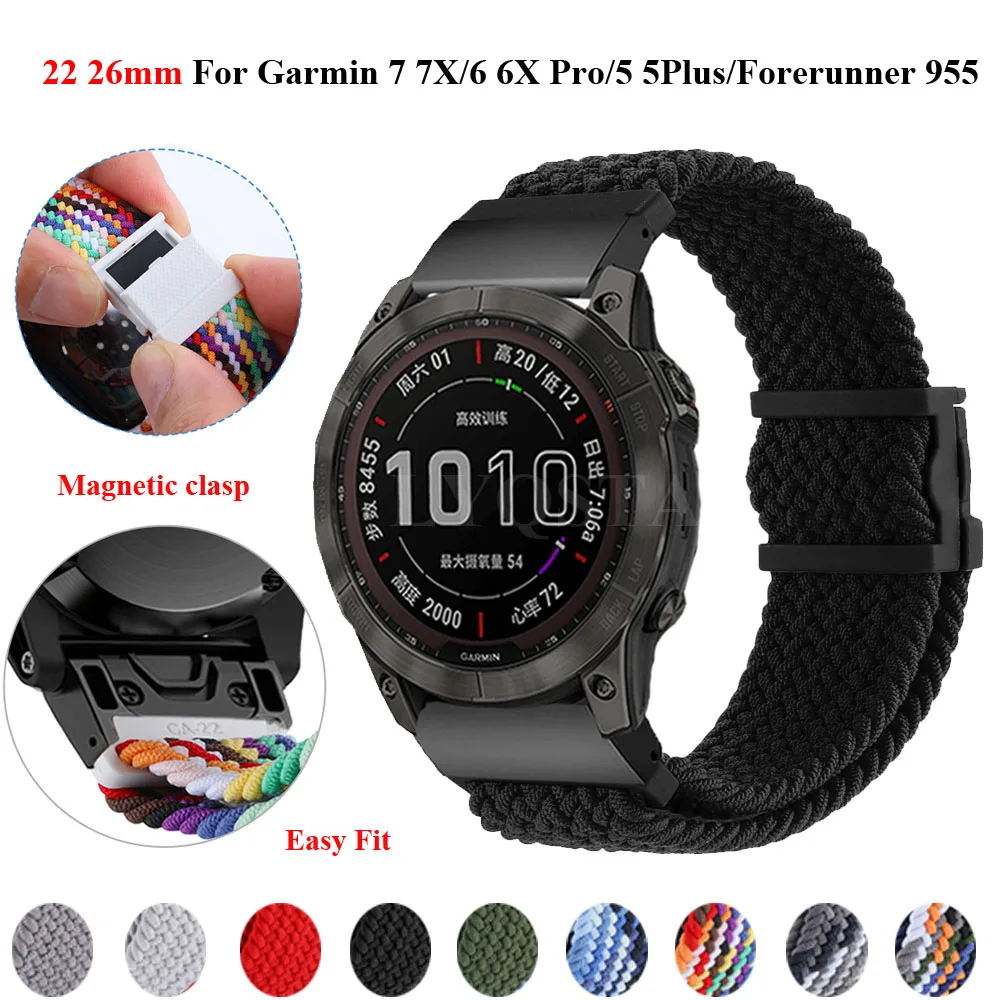 

Ремешок нейлоновый для наручных часов Garmin Fenix 7X 7 6X 6 Pro Fenix 5X 5 Plus, ремешок Forerunner 955, быстросъемный браслет 22 мм 26 мм
