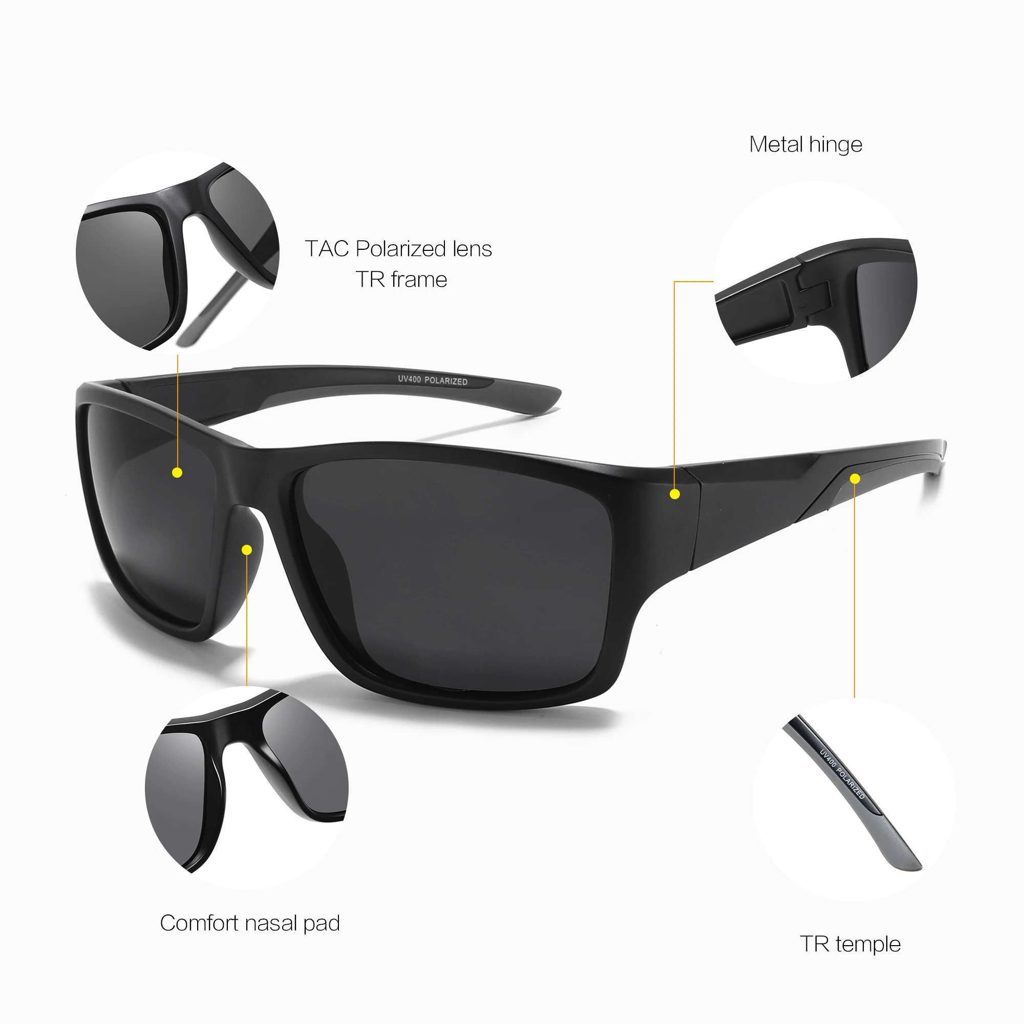 Фото Солнцезащитные очки KIDIN Wrap Square Polarized для мужчин и женщин, спортивный стиль, защита от УФ-излучения UV400, для мотоциклов, бега, скалолазания, повседневного использования №5