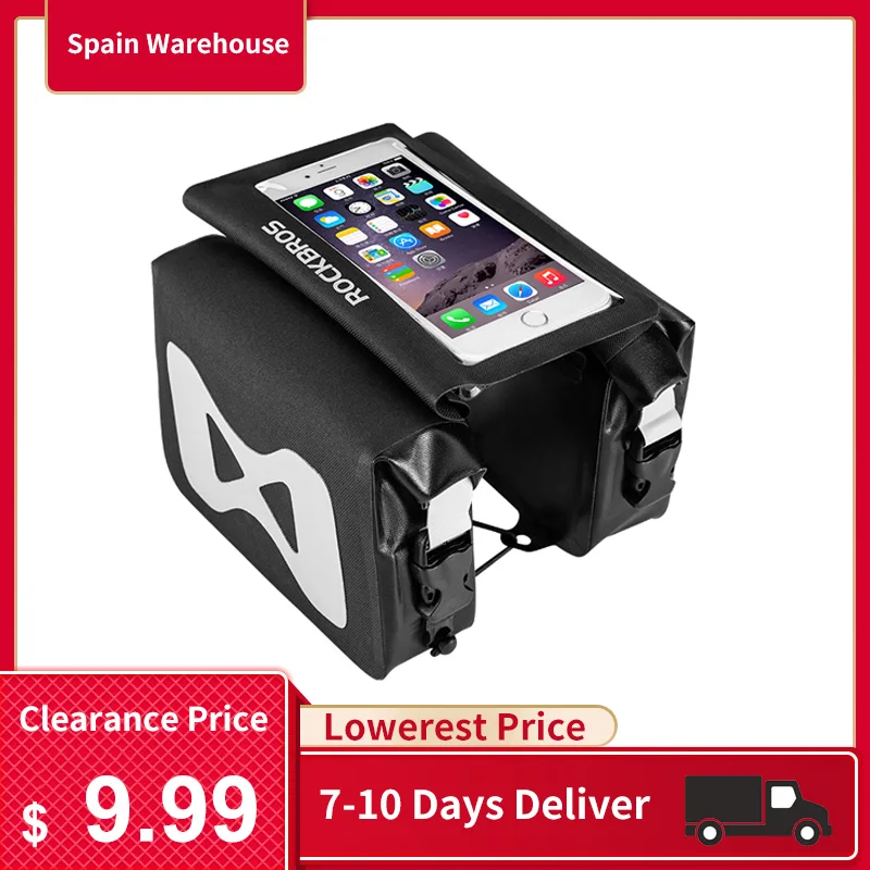 

ROCKBROS Bicycle Bag Tube Frame Big Capacity Portable Phone Touch Screen Cycling Parcel Waterproof Pocket Road Bike Accessories