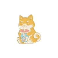 fun personality shiba drink milk tea fashionable creative cartoon brooch lovely enamel badge clothing accessories