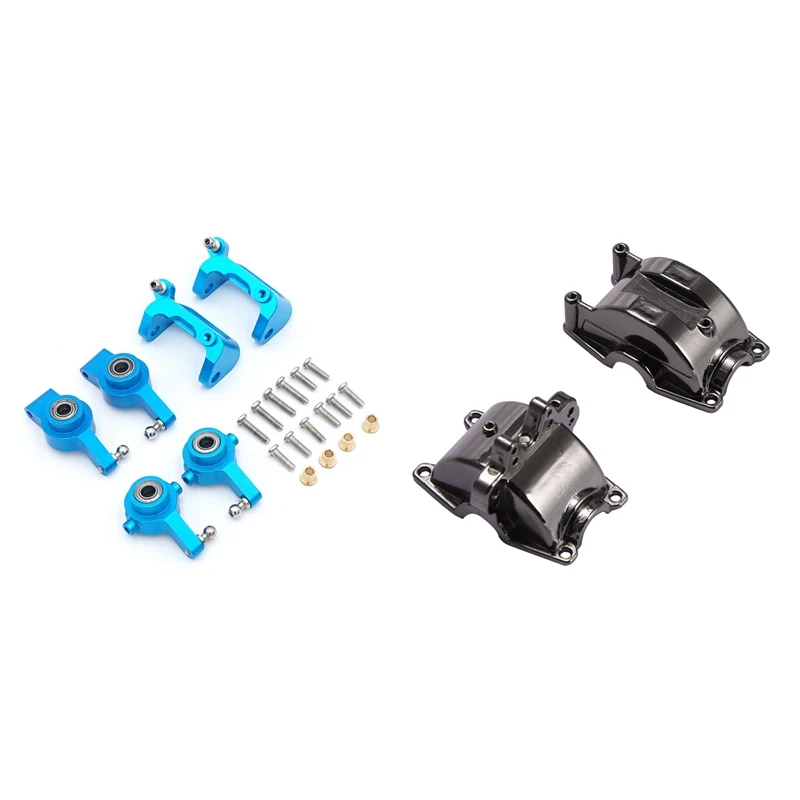 

1Pcs Metal Differential Housing Gear Box & 1 Set Aluminum Front Rear Steering Hub Base C Carrier Knuckle Upgrade Kit