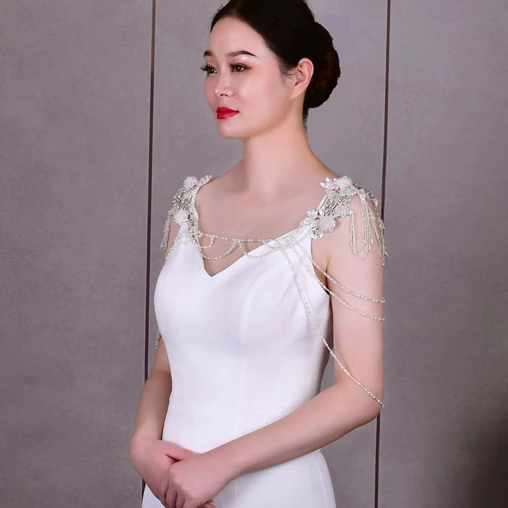

Luxury Bridal Crystal Shawl Jewelry Hand-beaded Multi-layer Wedding Caftan Shoulder Chain Jewelry Gift