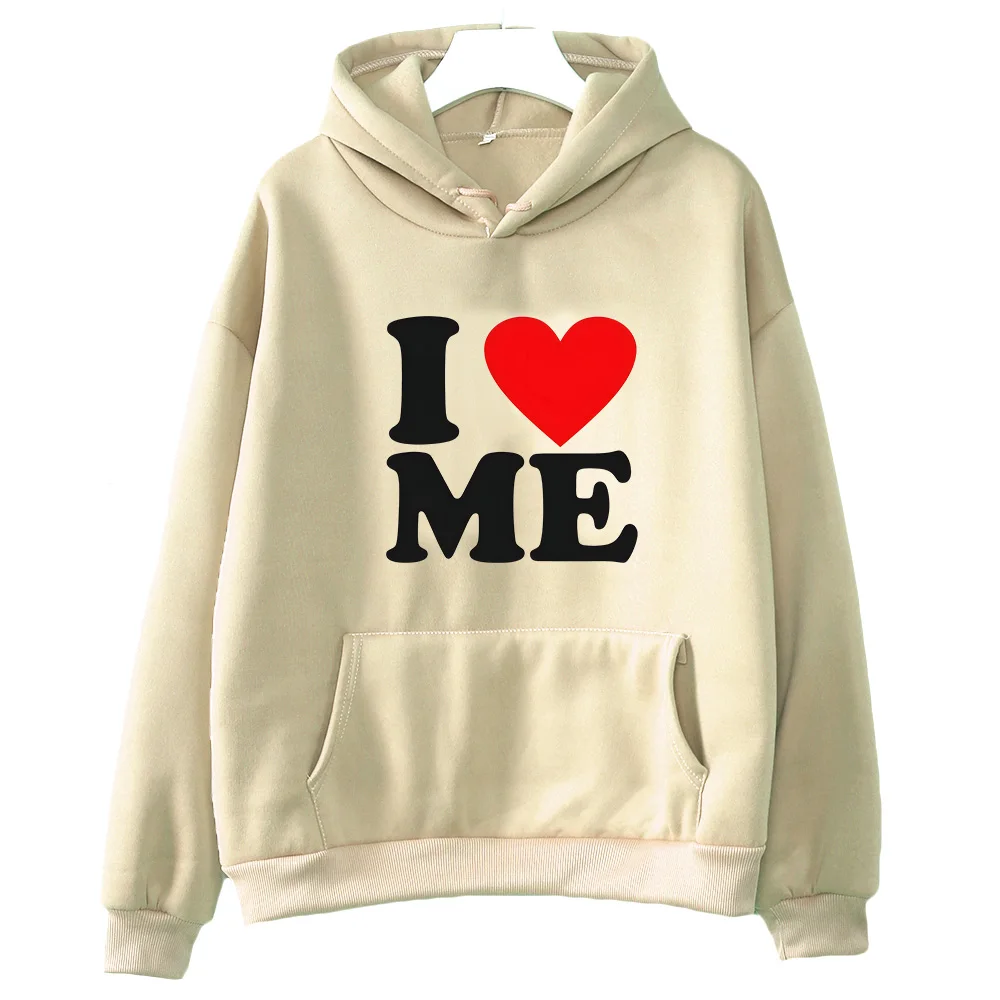 Толстовки с принтом I Love Me распространенные повседневные топы длинным рукавом